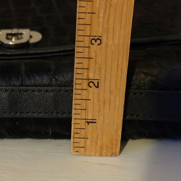 Elegant Black Calf Hair Crocodile-Embossed Handbag by Talbots - Picture 12 of 12